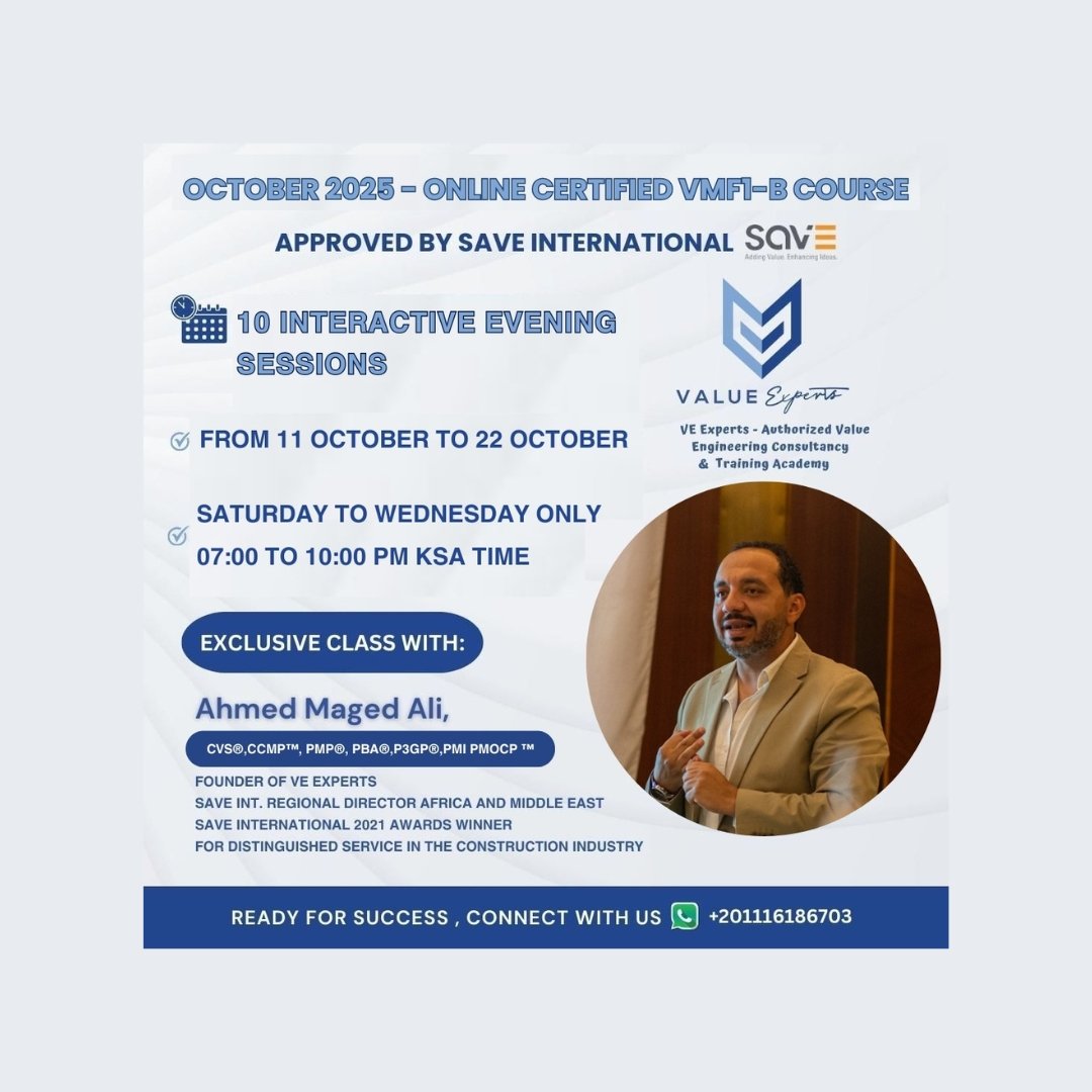 “Value Methodology Fundamentals 1-B – Approved by SAVE International”